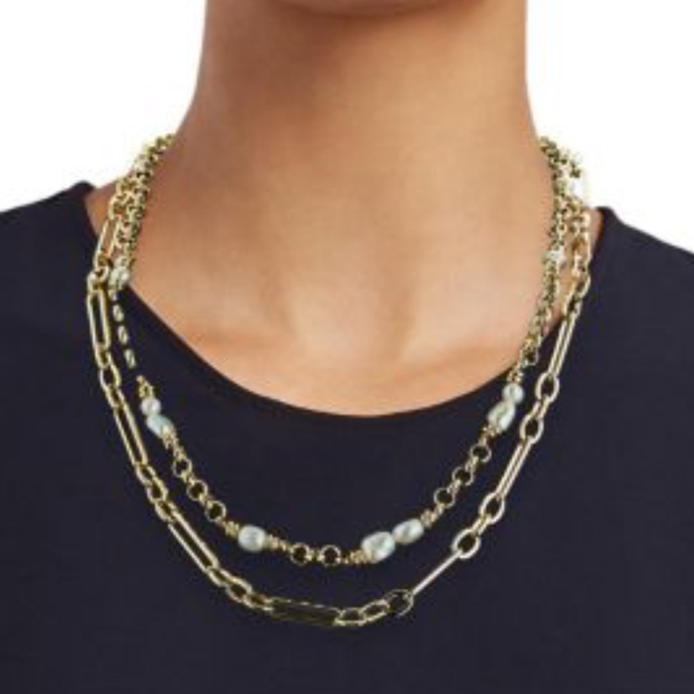 Kendra Scott Mollie 14K Goldplated & 5MM Mother of Pearl Multi Strand Necklace